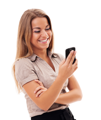 Persona sonriendo con móvil